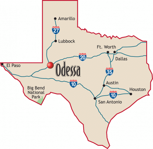 Towns From Railroad Odessa 