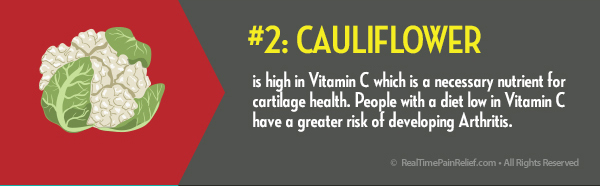 Cauliflower is a vegetable that can reduce arthritis pain.