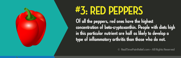 Red peppers are a vegetable that can reduce arthritis pain.